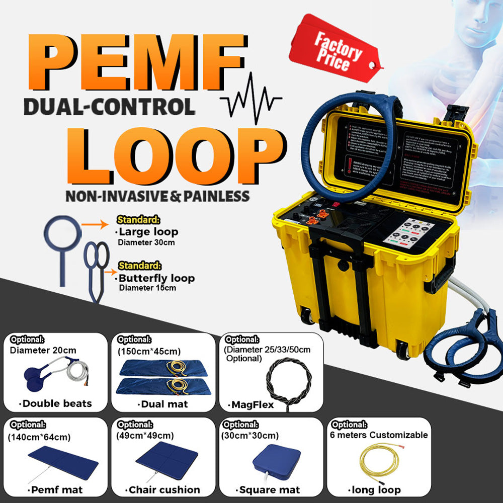 PEMF dual control loop HKS-29D - standard large loop 30cm and butterfly loop 15cm with optional applicator chart