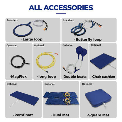 HKS-29D PEMF machine applicators - large loop, butterfly loop, MagFlex, PEMF mat, dual mat, chair cushion