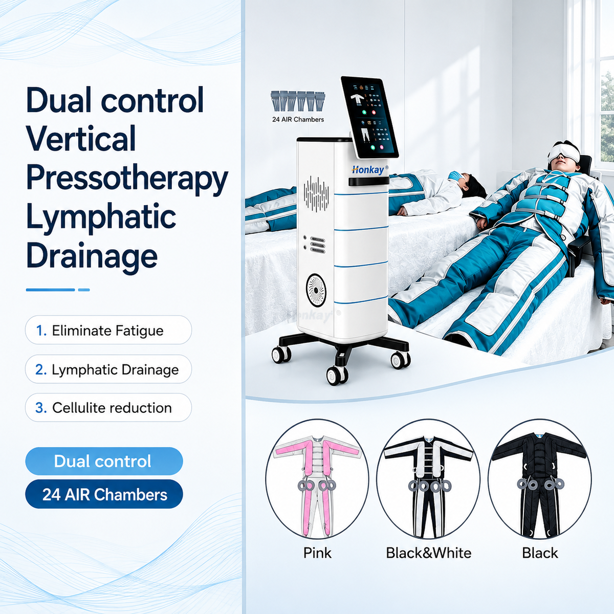 Dual control Vertical Pressotherapy Lymphatic Drainage Machine HKS-89