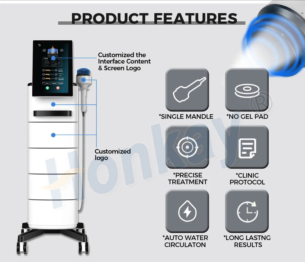 Honkay HKS-88a Focused Shockwave Therapy Machine | 7-Depth Adjustable for Pain Relief & Joint Mobility