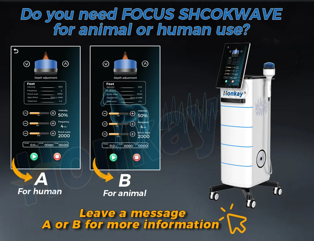 Honkay HKS-88a Focused Shockwave Therapy Machine | 7-Depth Adjustable for Pain Relief & Joint Mobility