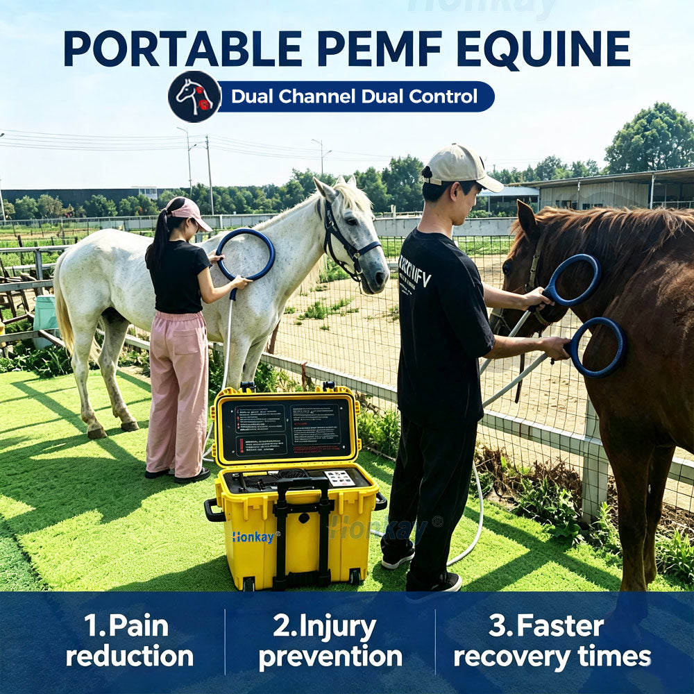 Equine PEMF machine HKS-29D dual channel dual control - two operators treating two horses at the same time