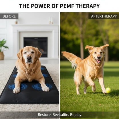 PEMF pet mat showing electromagnetic field technology for healing