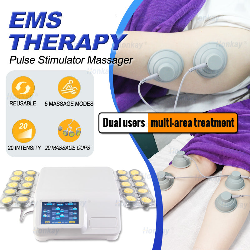 Vacuum EMS device showing electrical stimulation pads and controls
