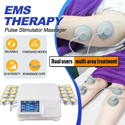 Vacuum EMS device showing electrical stimulation pads and controls